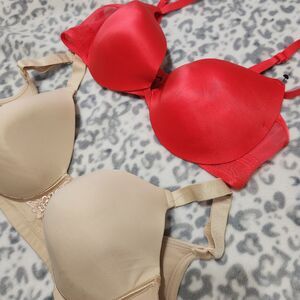 Maidenform Red Underwire And Beige Warners Wirefree Bra Bundle 2pcs!! Size 38C